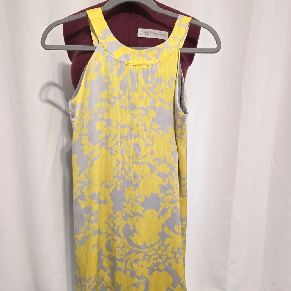 Francescas. Yellow and Gray Sleeveless Mini Dress - Picture 5 of 6